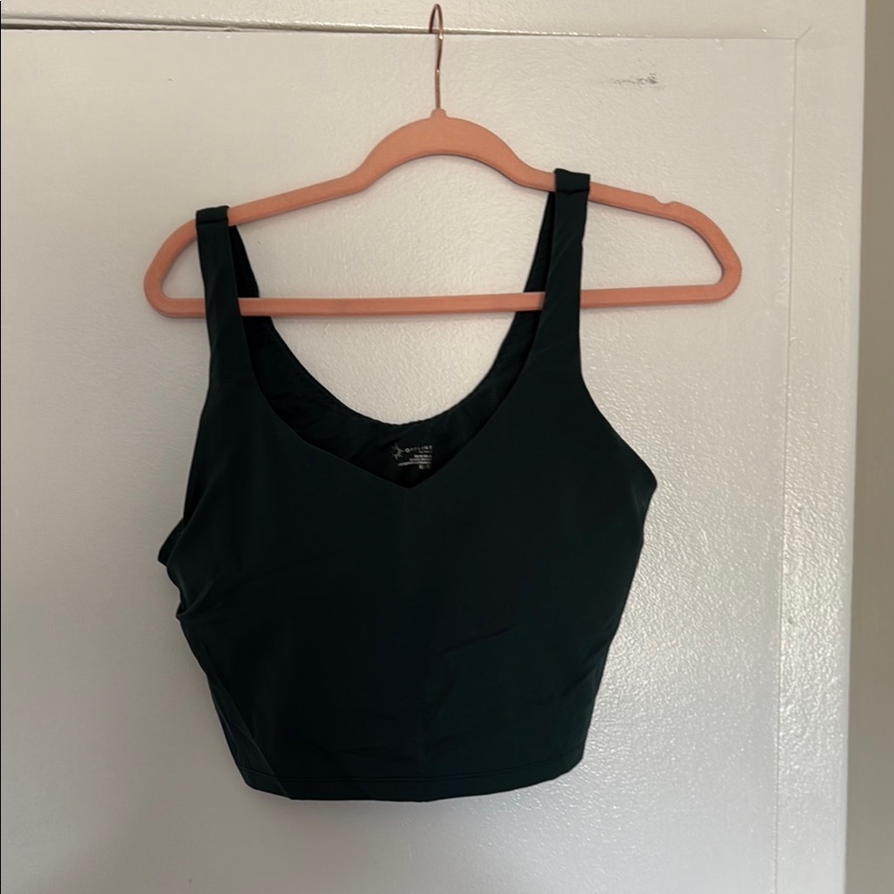 Offline by Aerie Real Me Low Key Longline Sports Bra Top in Forest Green